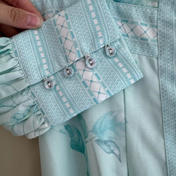 Raishma Studi NWT Light Blue Midi Floral Long Sleeve Dress UK 6/US 2 XS - Picture 2 of 5